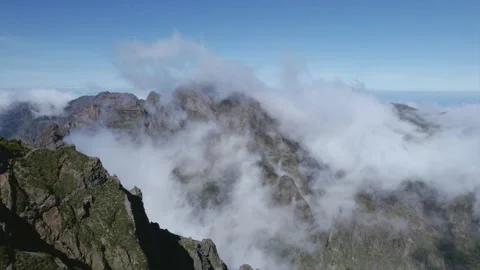 Flying Through Clouds Above Mountain Natural Landscape 4K Video stock 171250291