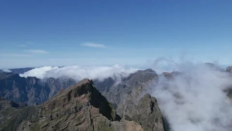 Flying Through Clouds Above Mountain Natural Landscape 4K Video stock 171250399