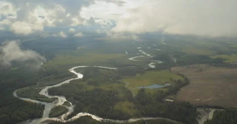 Flying through clouds with beautiful landscape view over the mountains. Stock Footage 62230886