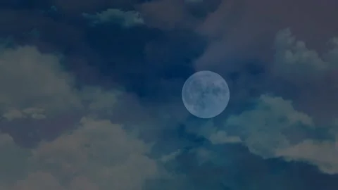 Flying Through Clouds with Full Moon Ahead Video stock 262078236