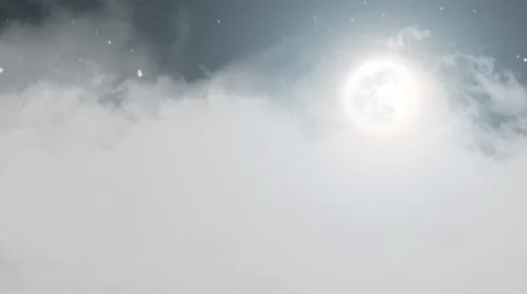 Flying Through Clouds to the Moon Vídeo Stock 52181083