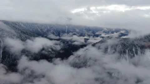 Flying Through the clouds in mountains of Abkhazia Stock Footage 201871175