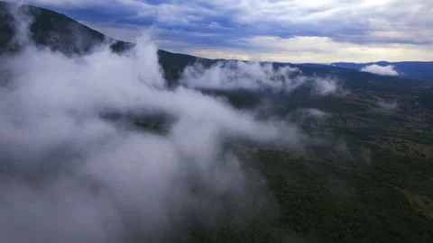 Flying through clouds over the forest 1 Video stock 243356249