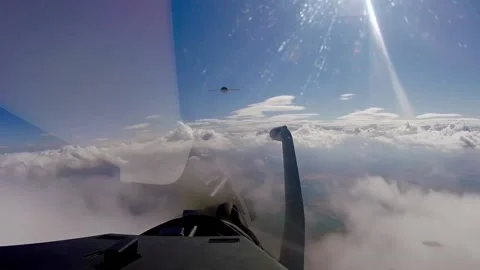 Flying Through the Clouds - Rafale French Pilot 002 Stock Footage 166444859