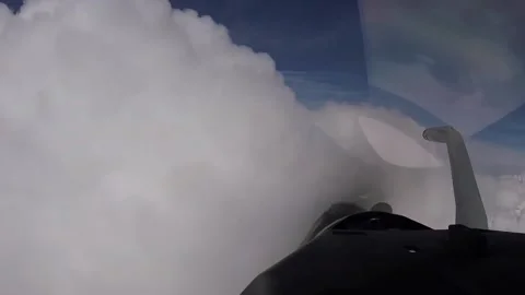 Flying Through the Clouds - Rafale French Pilot 003 Stock Footage 166444882