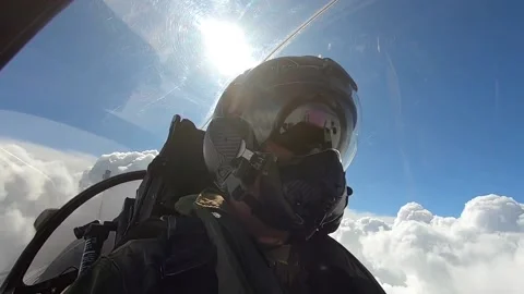 Flying Through the Clouds - Rafale French Pilot 006 Stock Footage 166445066