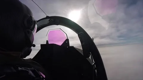 Flying Through the Clouds - Rafale French Pilot 009 Video stock 166445192