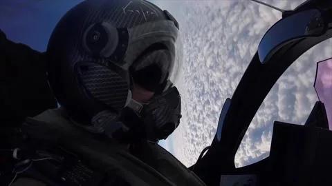 Flying Through the Clouds - Rafale French Pilot 012 Video stock 166445249