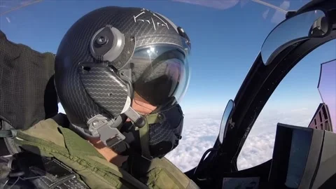 Flying Through the Clouds - Rafale French Pilot 014 Stock Footage 166445276