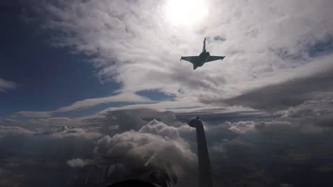 Flying Through the Clouds - Rafale French Pilot 018 Stock Footage 166445390