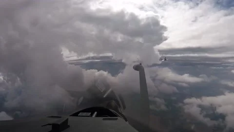 Flying Through the Clouds - Rafale French Pilot 021 Stock Footage 166445453