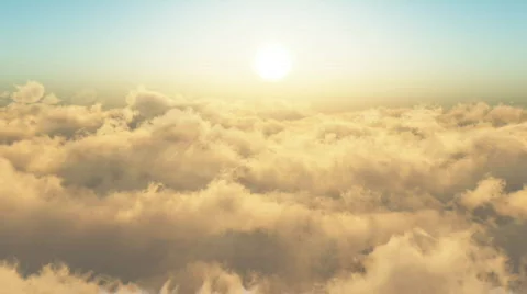 Flying Through The Clouds.Sunrise. Looop Stock Footage