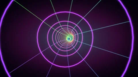 Flying through a colorful neon wireframe grid tunnel Stock Footage 336353341