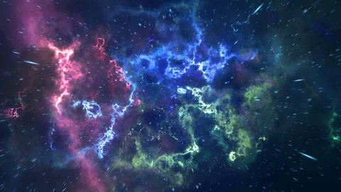 Flying through colorful space, future space travel fantastic view hyper jump Stock Footage 116351562