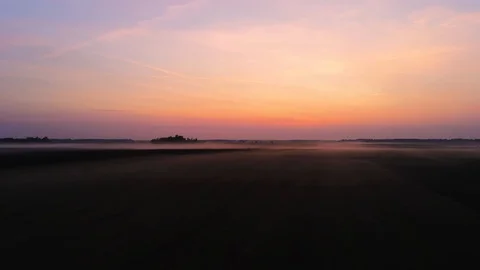 Flying through countryside, mist below Video stock 115317722