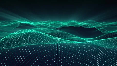 Flying through cyberspace with abstract wave field on a dark background Stock Footage 276850816