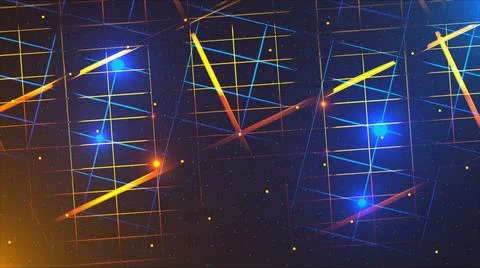Flying through the data center, effect of neon and illumination, 3d render Illustrazione stock