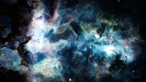 Flying Through Deep Space Stars And Nebula. Realistic 3d animation Stock Footage 237366100
