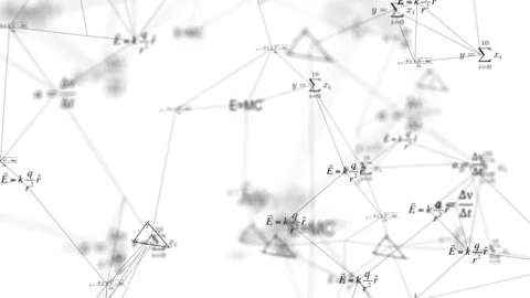 Flying through different physics formulas. Background of rapidly changing Stock Footage 113453676