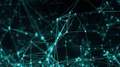 Flying through Digital Binary Polygon Plexus Data Networks Stock Footage 82713328