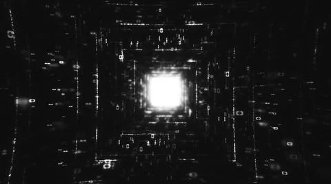 Flying Through Digital Data technologic tunnel. Big Data Digital tunnel square 스톡 일러스트