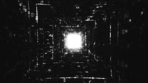 Flying Through Digital Data technologic tunnel. Big Data Digital tunnel square Illustrazione stock