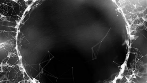 Flying through digital data tunnel, made of digital nodes and connection paths Stock Footage 115243286