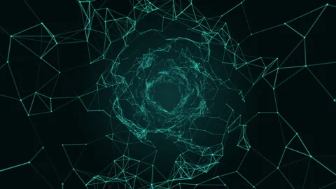 Flying Through Digital Data Tunnel Of Digital Nodes And Connection Stock Footage 337929092