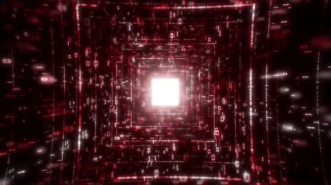 Flying Through Digital Data Tunnel, Network Technology Background Concept Made Stock Illustration