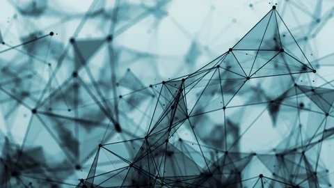Flying through Digital Polygon Plexus Data Networks Stock Footage 82709625
