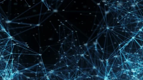 Flying through Digital Random Digits Polygon Plexus Data Networks Alpha Matte Stock Footage 82707027