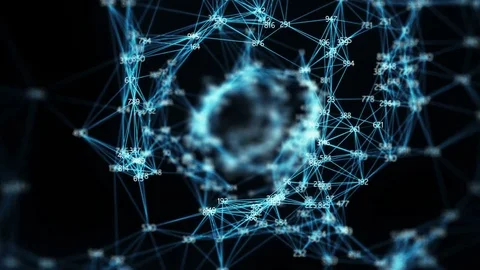Flying Through - Digital Random Digits Plexus Tunnel Alpha matte Stock Footage 82707093