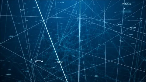 Flying Through Digital Random Digits Plexus Blockchain Bitcoin Geometrical Stock Footage 119904932