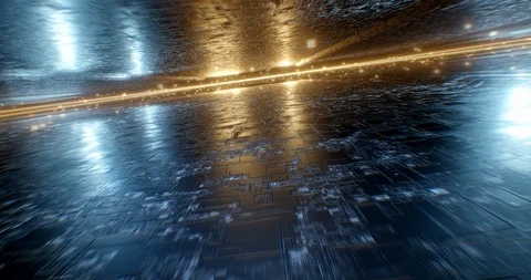 Flying through Digital tunnel in virtual reality Stock Footage 123638461