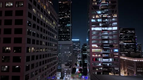 Flying Through Down Town Los Angeles Skyscrapers 库存影片 251640748