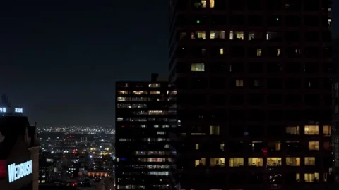 Flying Through Down Town Los Angeles Skyscrapers 库存影片 251698862