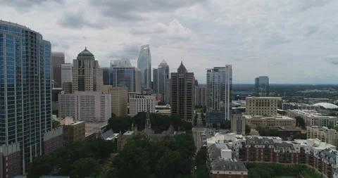 Flying through downtown Charlotte Stock Footage 207359860