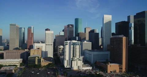 Flying through downtown Houston Stock Footage 150219013