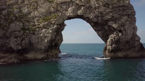 Flying through Durdle Door Stock Footage 91766042