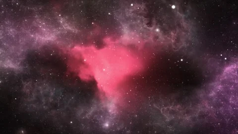 Flying through a dynamic and abstract pink and purple nebula with twinkling.. Stock Footage 337380797