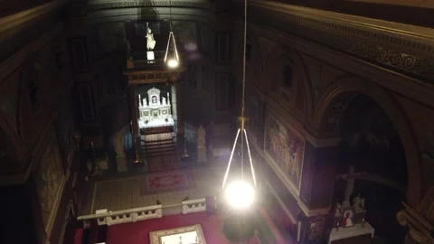 Flying through an empty roman catholic curch Stock Footage 161108112