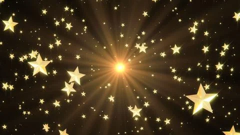 Flying Through Enchanted Shiny Shimmering Golden Crystal Spin Stars Stock Illustration