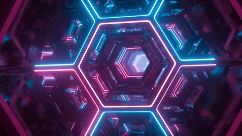 Flying through endless futuristic sci fi tunnel. Digital background Stock Footage 139427934