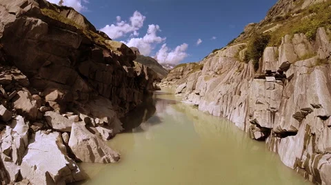 Flying through epic canyon river landscape. nature background 스톡 동영상 42244443