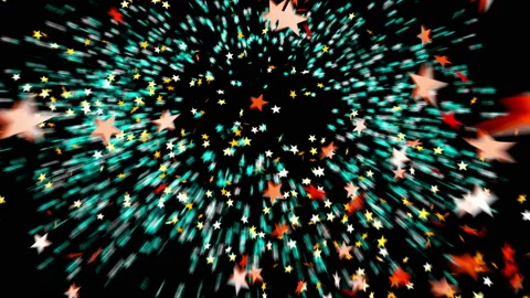 Flying Through Exploding Colored Confetti On Black And Green Backgrounds. 4K. 動画素材 123611072