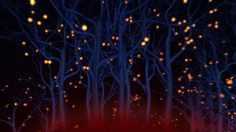 Flying through a fantastic forest, forward to the rising sun. Stock Footage 166896487