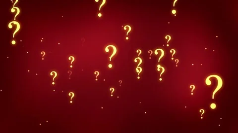 Flying through Floating and Glowing Question Marks Seamless Loop Golden Red Stock Footage 78660454