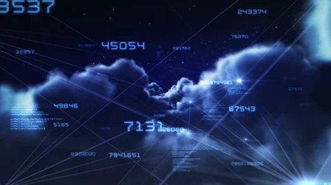 Flying through fluffy clouds with growing social network connections. Loopable. Stock Footage 59579896