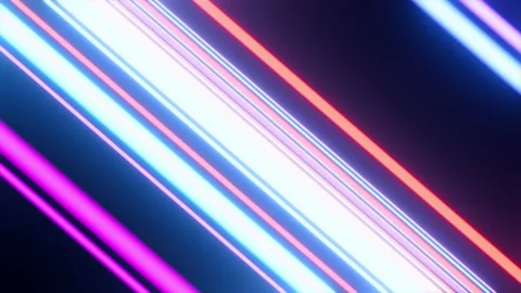 Flying through the fluorescent electric lights and ultraviolet neon streaks Stock Footage 171125445