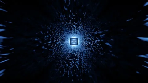 Flying Through a Futuristic Cube with Dynamic Changing Patterns Stock Footage 300655535